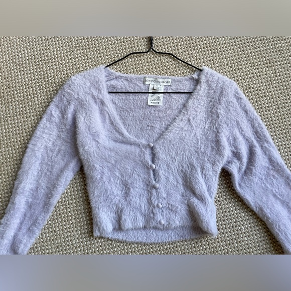 EUC Purple Fuzzy Cardigan - Picture 5 of 7